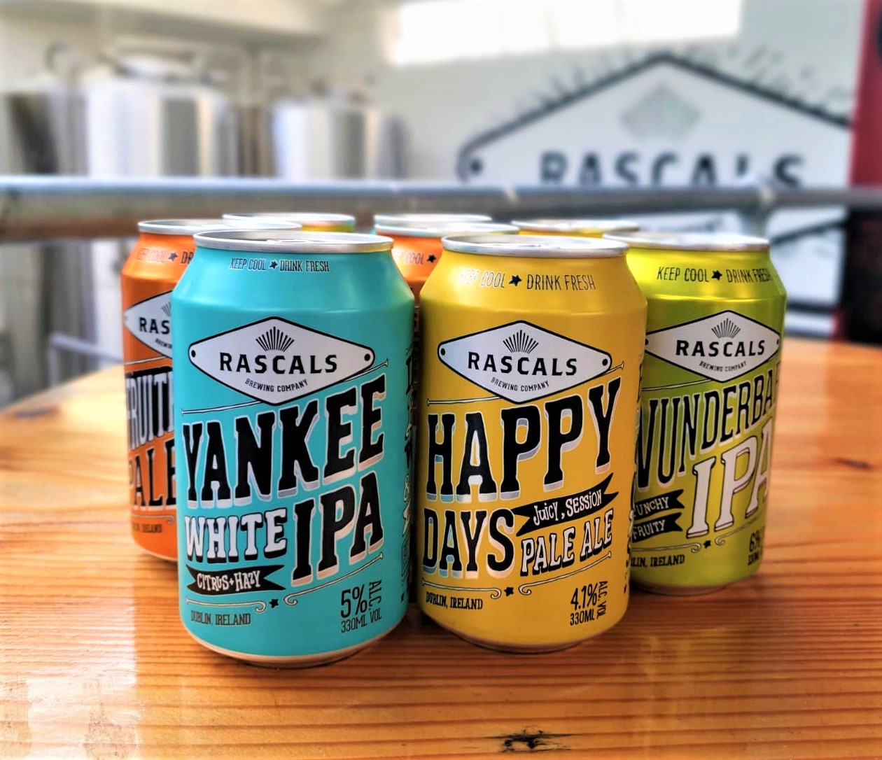 Cans of Rascals craft beer